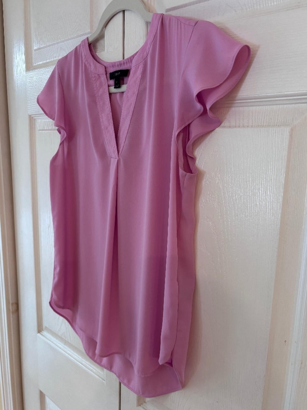 J. Crew Pink Raspberry Flutter sleeve Blouse Size 6 - Picture 4 of 8